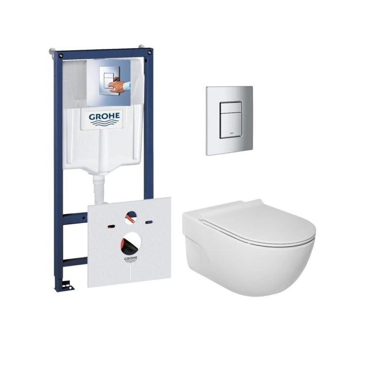 Компл. Rapid SL AXA унітаз підв Glomp безобід. +сид.Slim Soft-close дюрпл. +клав овал біла Grohe - 1