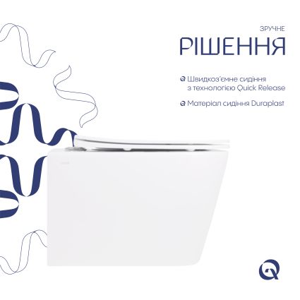 Унитаз подвесной Qtap Crow безобедочный с сиденьем Soft-close QT05335170W - 4