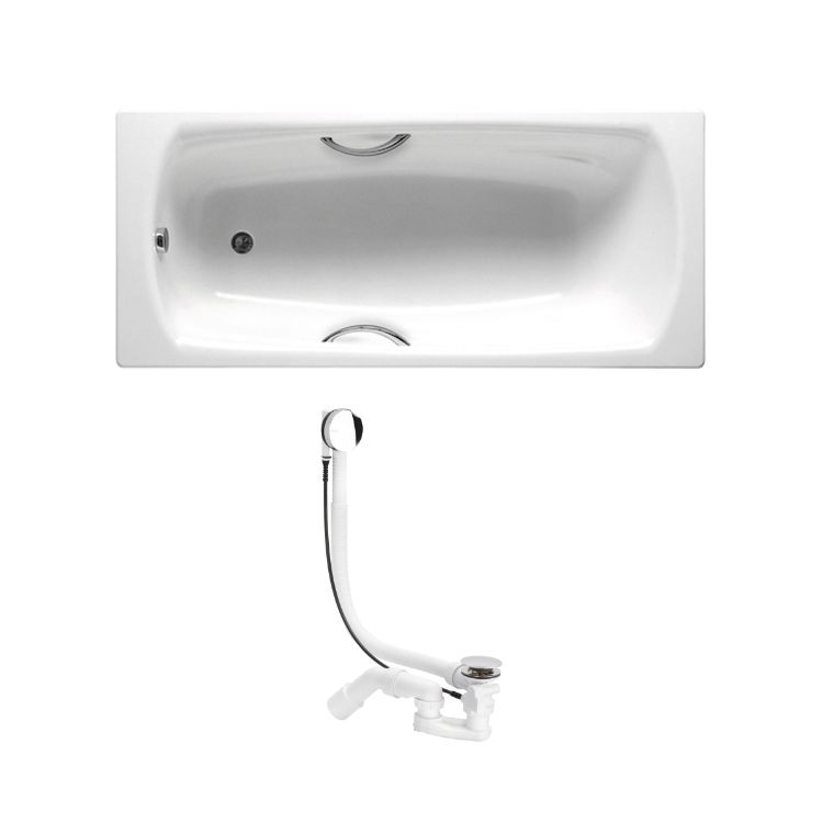 SWING ванна 180*80 см, з ручками + Сифон Viega Simplex для ванни, автомат 560мм - 1