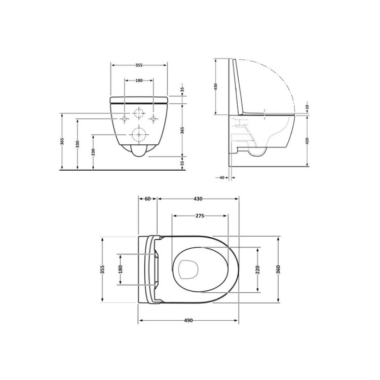 Унітаз підвісний Taurus Ultra Quiet QT2433084EUQW, гор.вип.,сидіння Slim Duroplast White Q-tap - 2