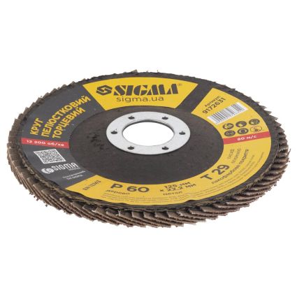 Круг лепестковый торцевой Т29 (конический) Ø125мм P60 Sigma (9172631) - 3