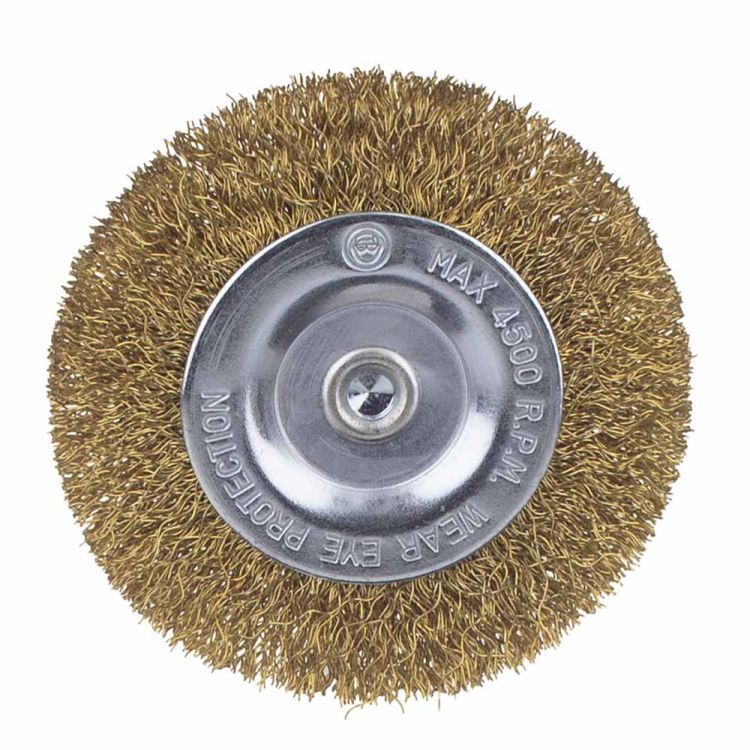Щетка проволочная дискообразная Ø75мм хвостовик Ø6мм (латунированная) Sigma (9013071) - 2