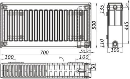 Радіатор сталевий 22 500х700 б.п. (1474Вт) KALITE - 2