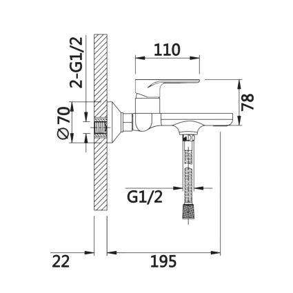 Змішувач для ванни Jay (з душовим гарнітуром) QTJAY259CRW45553 Chrome/White Qtap - 2