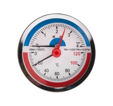 SD Термоманометр задн. подкл. 1/2 Ø80мм 120ºC 4 бар SD1734B