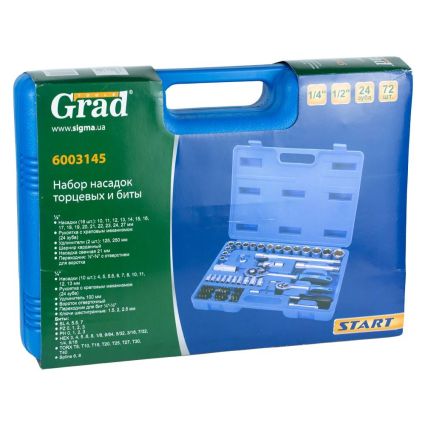 Набор насадок торцевых и биты 1/4&amp;quot;, 1/2&amp;quot; 72шт Start Grad (6003145) - 5