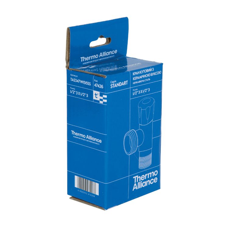 Кран кутовий Thermo Alliance Standart 1/2&amp;quot;ЗЗ нерж., з керам. буксою TAS347W1515SS - 8