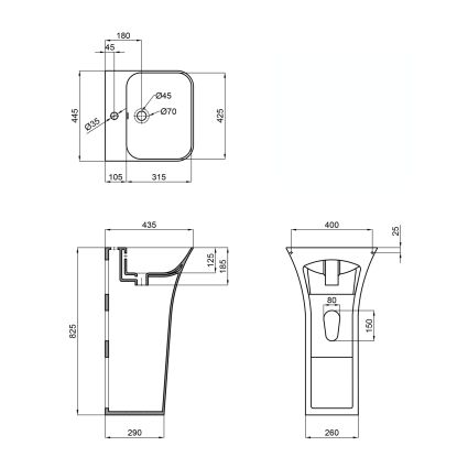Раковина напольная моноблок Qtap Crow 450x435x835 White QT0511G315WN - 2