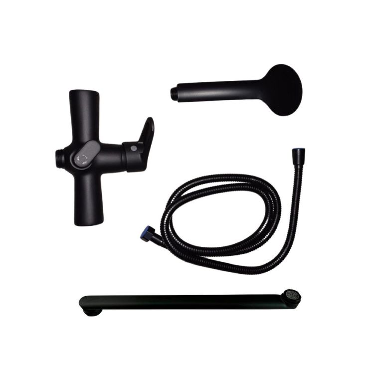 Lidz Nicole 005 Змішувач для ванни з поворотним виливом (з душовим гарнітуром) (k35) Black (14 43) - 7