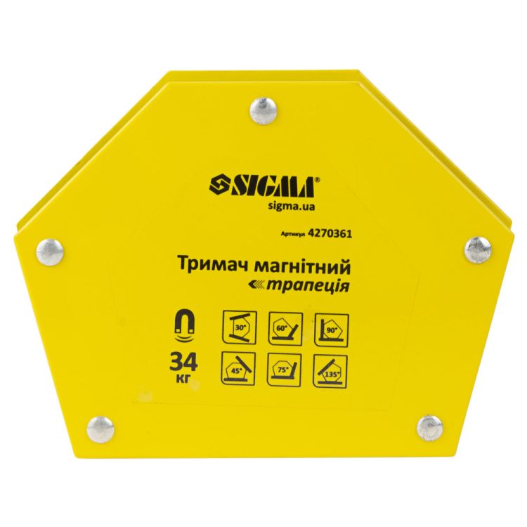 Магніт для зварювання трапеція 34кг 105×65×65×45мм (30,45,60,75,90,135°) Sigma (4270361) - 1