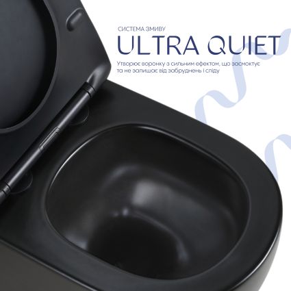 Унітаз підвісний Qtap Jay Ultra Quiet 485х360х320 мм, Matt Black, сидінням Slim Duroplast/ Soft-close/ Quick Relase QT07335177MB - 5