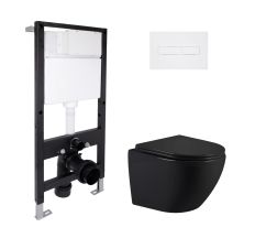 Готове рішення Qtap для ванної кімнати: підвісний унітаз Jay Ultra Quiet 485x360x320 + комплект інсталяції Standard (лінійна клавіша White)