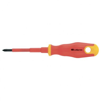 Отвертка диэлектрическая PH1*80mm, CrV, до 1000В, двухкомпонентная рукоятка//Сибртех 12930 - 1