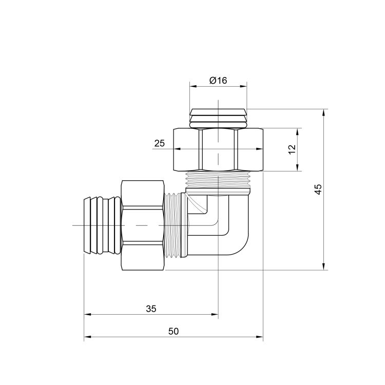 Колено металлоп 16*16 SD155W1616 SD Plus - 2