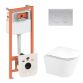Комплект: Qtap Scorpio Ultra Quiet подвесной унитаз QT1433053EUQW + Nest комплект установки 4в1 (круглая клавиша Satin) QT0133M425 + M11111SAT - 1