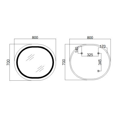 Зеркало Qtap Gemini 800х700 с LED-подсветкой Touch, с антизапотеванием, с димером, рег. темп. цвета - 2