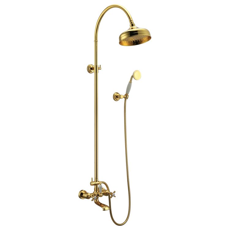CUTHNA zlato система душова (двохвентильний змішувач для ванни, верхній та ручний душ), золото - 1