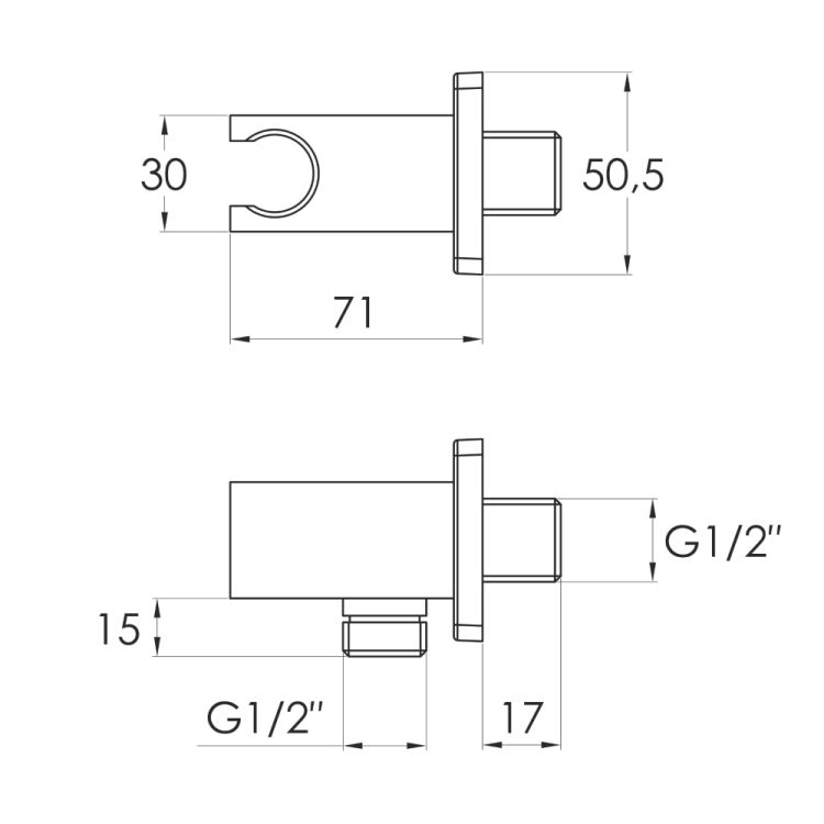 Подсоединение шланговое с настенным держателем, форма SQ - 2