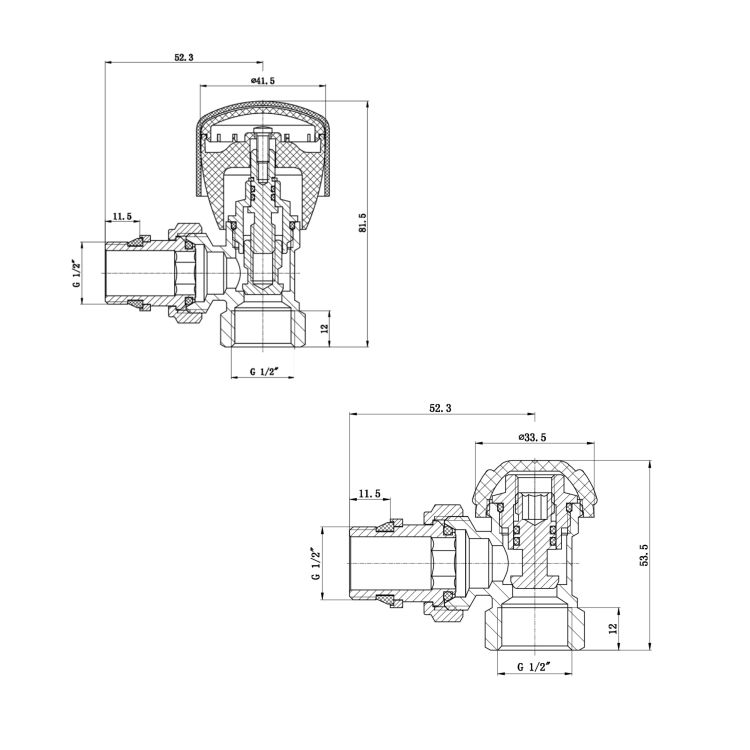 Комплект радіаторних кранів Thermo Alliance Standart 1/2&amp;quot; ВН кутовий TAS232W15 - 2