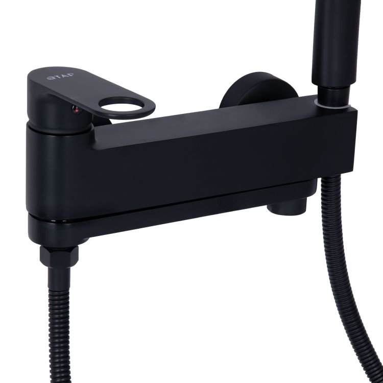 Смеситель для ванны Qtap Jay с поворотным изливом (с душевым гарнитуром) QTJAY260BLM45548 Black Matt - 5
