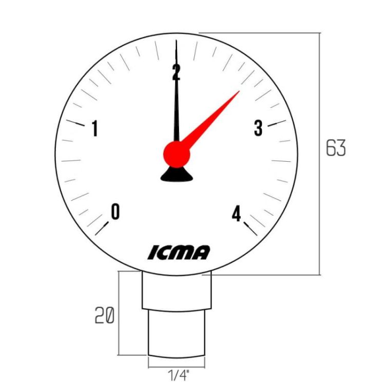 244 Манометр 10 атм Ø63 ICMA - 2