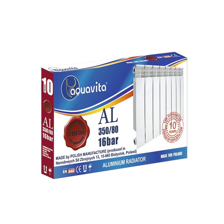 Секція литого алюмінієвого радіатора AQUAVITA 350/80, 16 бар - 1
