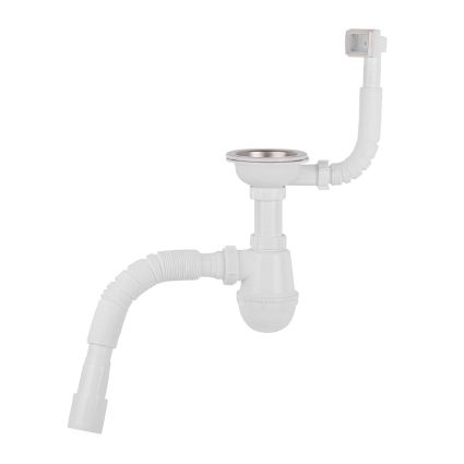 Сифон для кухонной мойки Lidz (WHI) 60 05 M001 01 EURO (выход 50 мм) - 1