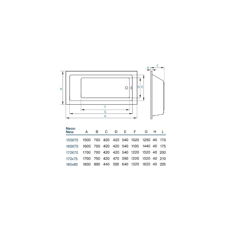 Ванна прямокутна 170x70 см KOLLER POOL Neon New - 4