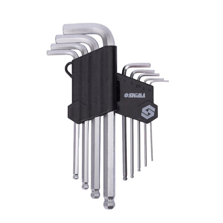 Ключі шестигранні 9шт 1,5-10мм CrV (середні куля) Sigma (4022121) - 6