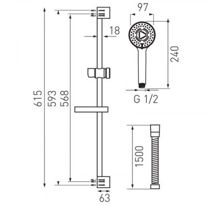 Набір 3в1 змішувачі Ferro ONE для умивал., ванни з дов. носом та душ. компл. (BFO5А+BFO2+N340) - 2