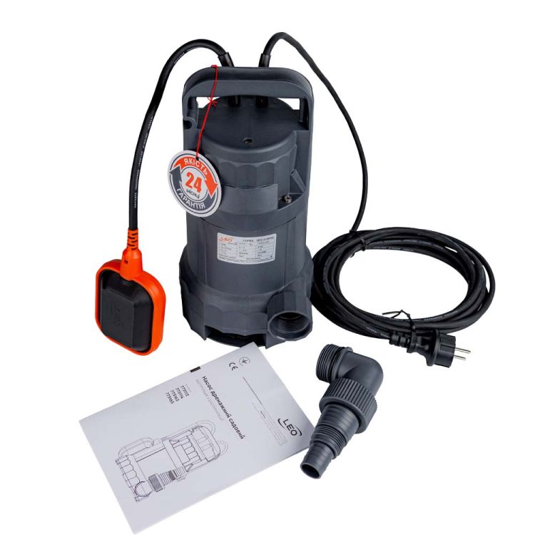 Насос дренажный садовый 0,4кВт Hmax 7м Qmax 233л/мин (част. до 25мм) LEO (773163) - 7