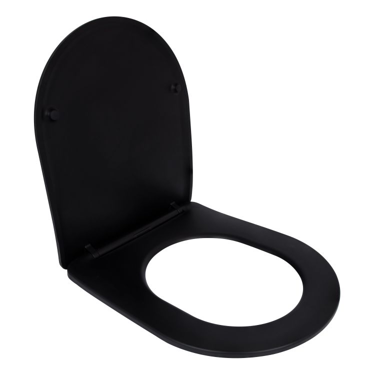 Сидіння для унітаза Qtap (Robin 490) 425x363x50 мм, Matt Black, з мікроліфтом Slim Duroplast, Quick Release QTSC179MB48676 - 2