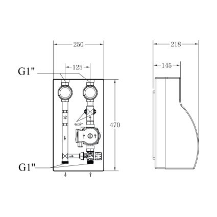 Насосна група Forte Quick System з триходовим клапаном без сервомотору 1&amp;quot; (без насосу) праве підкл., нержав. сталь SUS304 TAF-QSPGR3 Thermo Alliance - 2