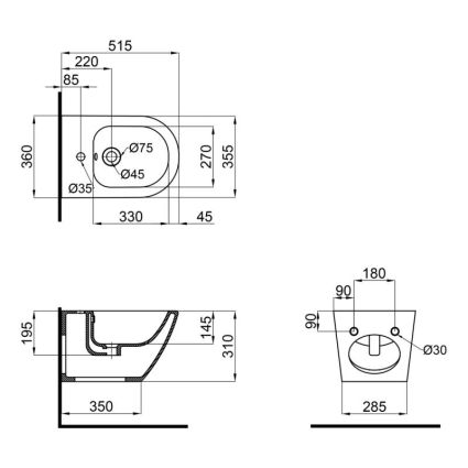 Биде подвесное Qtap Jay QT07555376W - 2