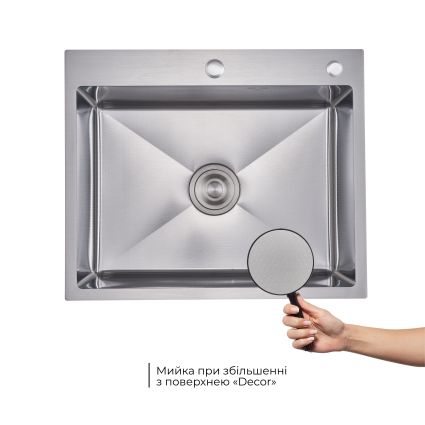 Lidz Handmade H6050H Мийка для кухні інтегрована Decor Honeycomb 2,5/0,5 мм LDH6050DEC48370 - 3