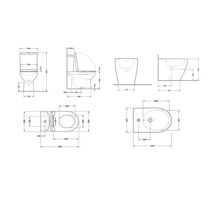 Акційний набір: Унітаз напольний Robin Ultra Quiet QT13226083AMB 660x360x855 Black + Біде напольне Robin QT13442141CMB 565x360x405 Black - 2