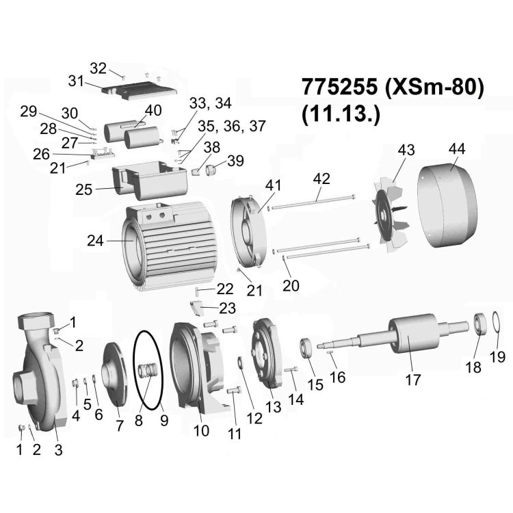 Насос центробежный Aquatica 775255 2.2 кВт 33м-20л/мин /12м-440л/мин каб.1м - 3
