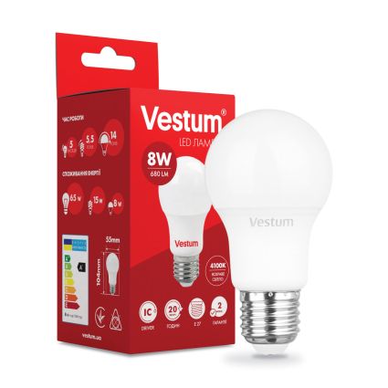 Лампа LED Vestum A55 8W 4100K 220V E27 - 2