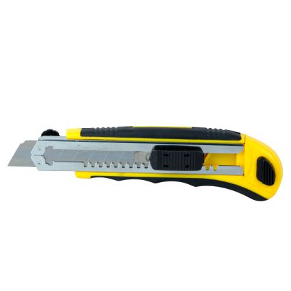 Нож строительный (пластик/резина корпус) лезвие 8шт 18мм автоматический замок Sigma (8211121) - 1