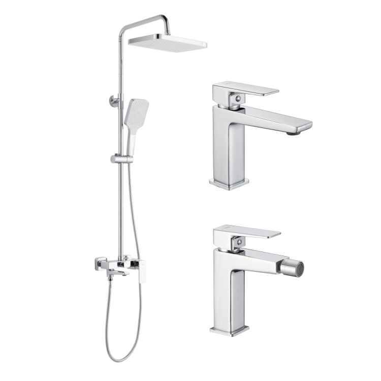 Акційний набір Lidz:Orion 001F Змішувач для раковини низький+Orion 1030 Душ. система універсальна на три споживача+Orion 001AF Змішувач для біде - 1