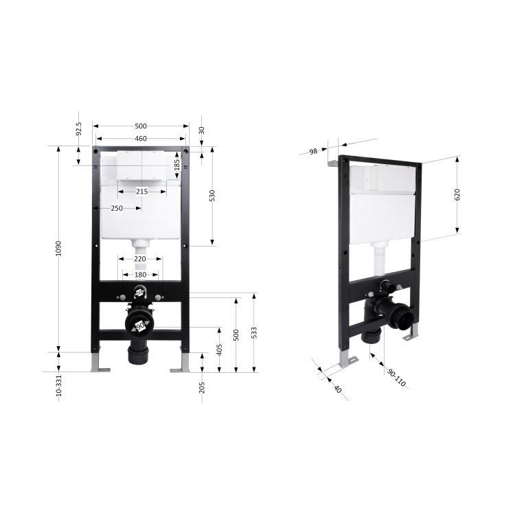 Інсталяція для підвісного унітазу Qtap Standard 1120/1320x500x160/220 мм, 18/23 см, QTSTD159BL49467 - 2