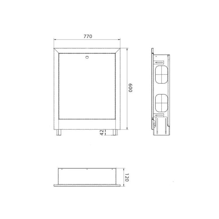 Шкаф коллекторный 770х600x120 (0,7 мм) внутренний №3 Белый глянец Thermo Alliance - 2
