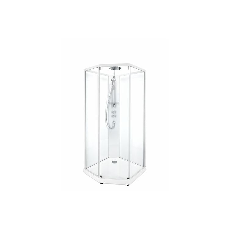 SHOWERAMA 10-5 Comfort передние стенки и дверь к душевой пятиугловой кабине 100*100см, белый профиль/прозрачное стекло - 1