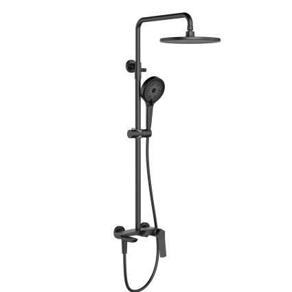 Душова система універсальна Qtap Slavonice на три споживача (з виливом) QTSLA111BLM45911 Black Matt - 1