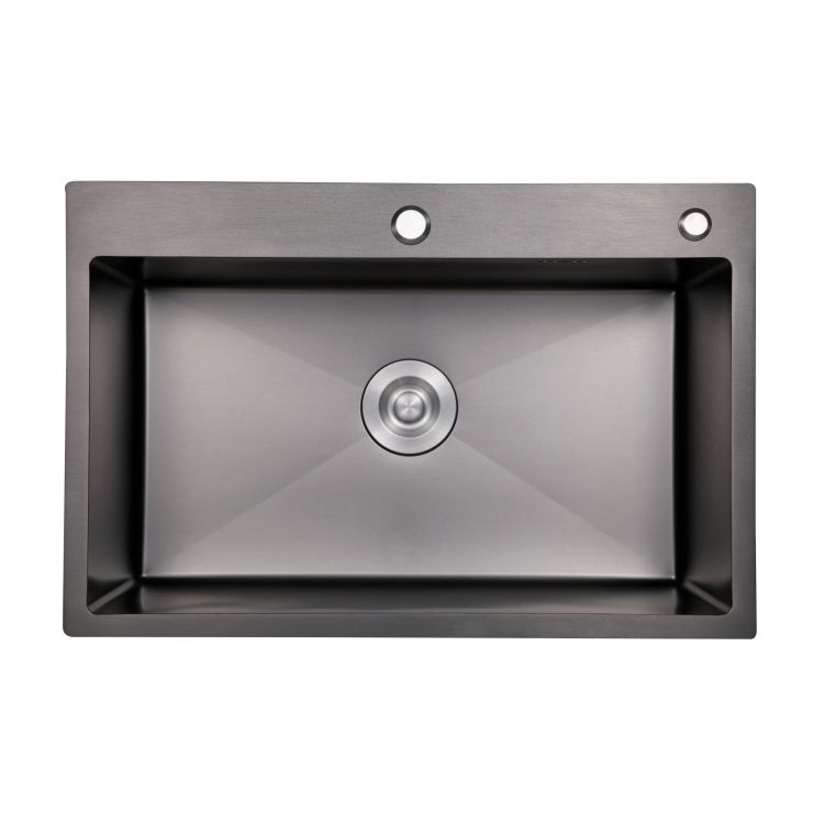 Мийка д/кухні з нерж.сталі 600х500х215 мм H6050B Handmade Brushed Black PVD 3,0/1,0 мм Lidz - 1