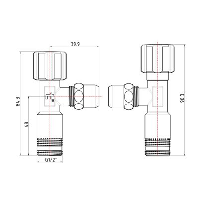 Кран кутовий Thermo Alliance Forte 1/2&amp;quot;Зх3/8&amp;quot;З з перехідником M10, хром TAF341W159 - 2