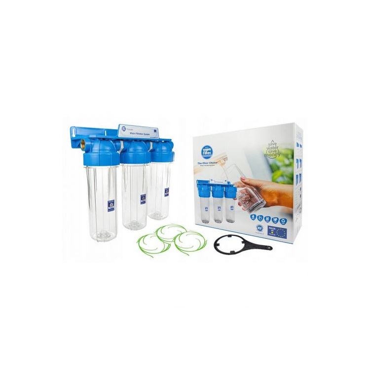 Тройная система фильтрации 3/4 10&amp;quot;, FHPRCL34-B-TRIPLE AQUAFILTER/10 - 1