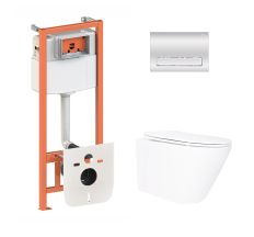 Готове рішення Qtap для ванної кімнати: підвісний унітаз Swan Ultra Quiet 520x360x320 + комплект інсталяції Nest 4 в 1 (лінійна клавіша Chrome)