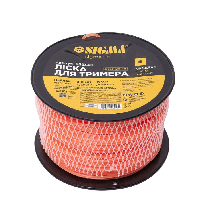 Лісочка для тріммера армований квадрат Ø3.0мм 160м котушка SIGMA (5623411) - 1